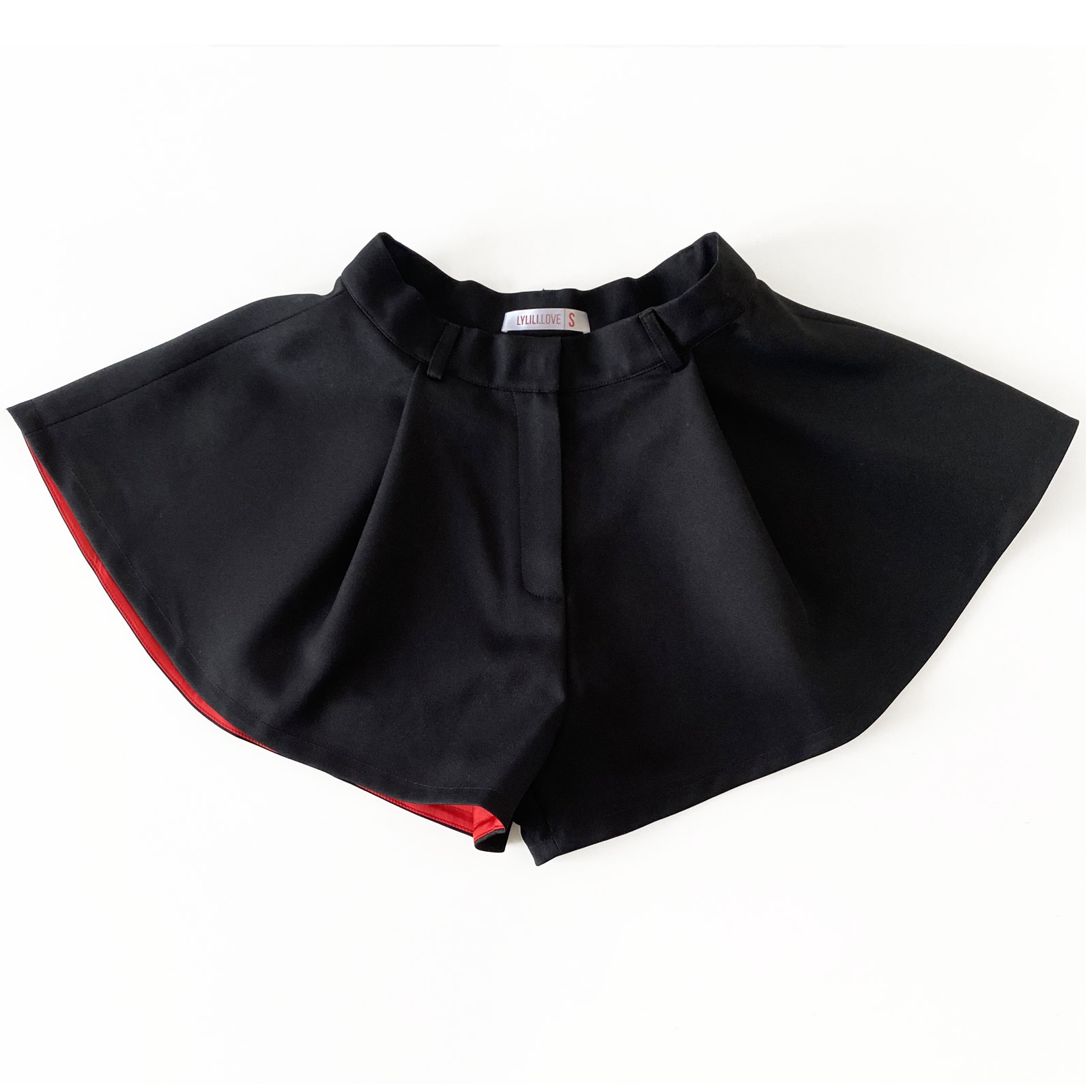 Shorts with red linen LYLILI.love - black